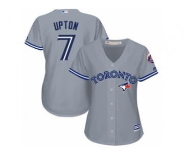 Women's Majestic Toronto Blue Jays #7 B.J. Upton Replica Grey Road MLB Jersey