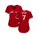 Women's Majestic Toronto Blue Jays #7 B.J. Upton Replica Red Canada Day MLB Jersey