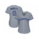 Women's Majestic Toronto Blue Jays #8 Kendrys Morales Authentic Grey Road MLB Jersey