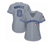 Women's Majestic Toronto Blue Jays #8 Kendrys Morales Authentic Grey Road MLB Jersey