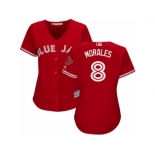 Women's Majestic Toronto Blue Jays #8 Kendrys Morales Authentic Red Canada Day MLB Jersey