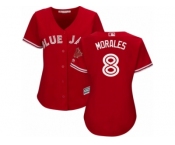 Women's Majestic Toronto Blue Jays #8 Kendrys Morales Authentic Red Canada Day MLB Jersey