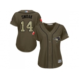 Women's Toronto Blue Jays #14 Justin Smoak Green Salute to Service Stitched MLB Jersey