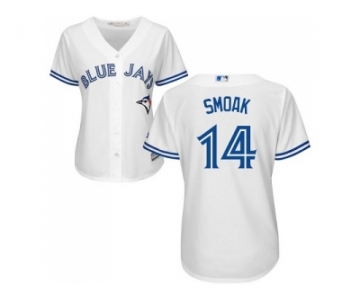 Women's Toronto Blue Jays #14 Justin Smoak White Home Stitched MLB Jersey