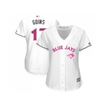 Women's Toronto Blue Jays #17 Ryan Goins White Mother's Day Cool Base Stitched MLB Jersey