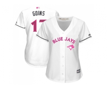 Women's Toronto Blue Jays #17 Ryan Goins White Mother's Day Cool Base Stitched MLB Jersey