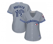 Women's Toronto Blue Jays #19 Jose Bautista Grey Road Stitched MLB Jersey