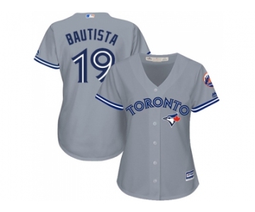 Women's Toronto Blue Jays #19 Jose Bautista Grey Road Stitched MLB Jersey