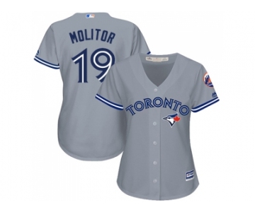 Women's Toronto Blue Jays #19 Paul Molitor Grey Road Stitched MLB Jersey