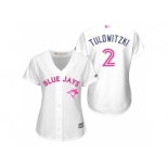 Women's Toronto Blue Jays #2 Troy Tulowitzki White Home 2016 Mother's Day Cool Base Jersey