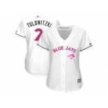 Women's Toronto Blue Jays #2 Troy Tulowitzki White Mother's Day Cool Base Stitched MLB Jersey