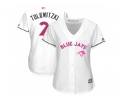 Women's Toronto Blue Jays #2 Troy Tulowitzki White Mother's Day Cool Base Stitched MLB Jersey