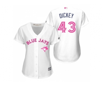 Women's Toronto Blue Jays #43 R.A. Dickey White Home 2016 Mother's Day Cool Base Jersey