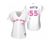 Women's Toronto Blue Jays #55 Russell Martin White Home 2016 Mother's Day Cool Base Jersey