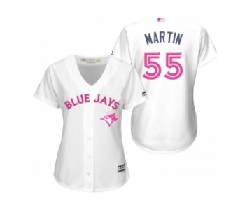 Women's Toronto Blue Jays #55 Russell Martin White Home 2016 Mother's Day Cool Base Jersey