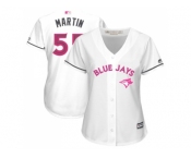 Women's Toronto Blue Jays #55 Russell Martin White Mother's Day Cool Base Stitched MLB Jersey