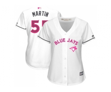 Women's Toronto Blue Jays #55 Russell Martin White Mother's Day Cool Base Stitched MLB Jersey