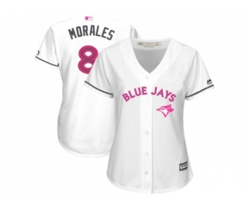 Women's Toronto Blue Jays #8 Kendrys Morales White Mother's Day Cool Base Stitched MLB Jersey