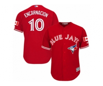 Youth Majestic Toronto Blue Jays #10 Edwin Encarnacion Authentic Red Canada Day MLB Jersey