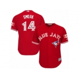 Youth Majestic Toronto Blue Jays #14 Justin Smoak Authentic Red Canada Day MLB Jersey