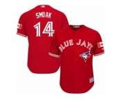 Youth Majestic Toronto Blue Jays #14 Justin Smoak Authentic Red Canada Day MLB Jersey