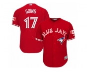 Youth Majestic Toronto Blue Jays #17 Ryan Goins Authentic Red Canada Day MLB Jersey