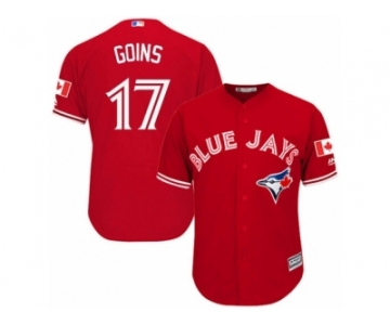 Youth Majestic Toronto Blue Jays #17 Ryan Goins Authentic Red Canada Day MLB Jersey