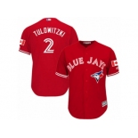 Youth Majestic Toronto Blue Jays #2 Troy Tulowitzki Authentic Red Canada Day MLB Jersey