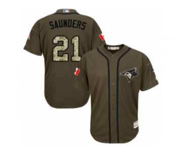 Youth Majestic Toronto Blue Jays #21 Michael Saunders Authentic Green Salute to Service MLB Jersey