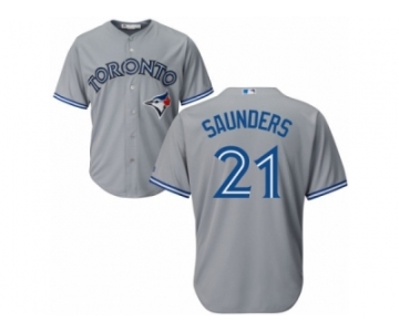 Youth Majestic Toronto Blue Jays #21 Michael Saunders Replica Grey Road MLB Jersey