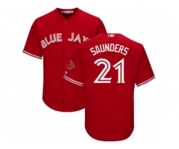 Youth Majestic Toronto Blue Jays #21 Michael Saunders Replica Scarlet Alternate MLB Jersey