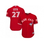 Youth Majestic Toronto Blue Jays #27 Brett Cecil Authentic Red Canada Day MLB Jersey