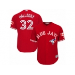 Youth Majestic Toronto Blue Jays #32 Roy Halladay Authentic Red Canada Day MLB Jersey