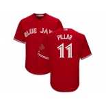 Youth Toronto Blue Jays #11 Kevin Pillar Red Cool Base Canada Day Stitched MLB Jersey