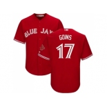 Youth Toronto Blue Jays #17 Ryan Goins Red Cool Base Canada Day Stitched MLB Jersey