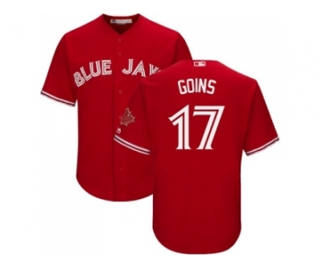 Youth Toronto Blue Jays #17 Ryan Goins Red Cool Base Canada Day Stitched MLB Jersey