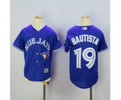 Youth Toronto Blue Jays #19 Jose Bautista Majestic Blue 40th Anniversary Patch Cool Base Jersey