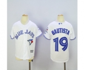 Youth Toronto Blue Jays #19 Jose Bautista Majestic White 40th Anniversary Patch Cool Base Jersey