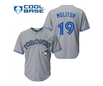 Youth Toronto Blue Jays #19 Paul Molitor Grey Cool Base Stitched MLB Jersey