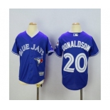 Youth Toronto Blue Jays #20 Josh Donaldson Majestic Blue 40th Anniversary Patch Cool Base Jersey