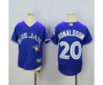 Youth Toronto Blue Jays #20 Josh Donaldson Majestic Blue 40th Anniversary Patch Cool Base Jersey