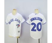 Youth Toronto Blue Jays #20 Josh Donaldson Majestic White 40th Anniversary Patch Cool Base Jersey