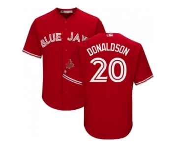 Youth Toronto Blue Jays #20 Josh Donaldson Red Cool Base Canada Day Stitched MLB Jersey