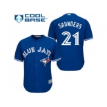 Youth Toronto Blue Jays #21 Michael Saunders Blue Cool Base Stitched Baseball Jersey