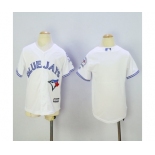 Youth Toronto Blue Jays Blank Majestic White 40th Anniversary Patch Home Cool Base Team Jersey