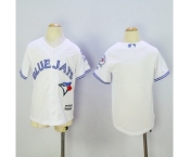 Youth Toronto Blue Jays Blank Majestic White 40th Anniversary Patch Home Cool Base Team Jersey