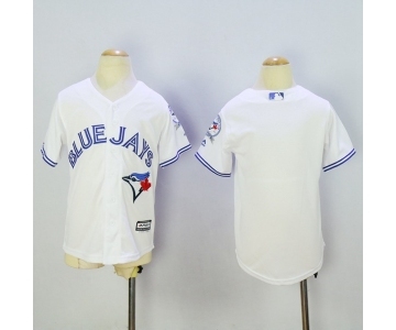 Youth Toronto Blue Jays Blank Majestic White 40th Anniversary Patch Home Cool Base Team Jersey