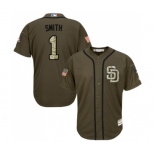 Youth Majestic San Diego Padres #1 Ozzie Smith Authentic Green Salute to Service Cool Base MLB Jersey