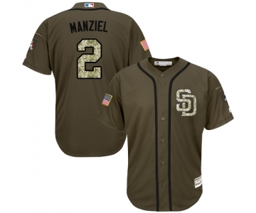 Youth Majestic San Diego Padres #2 Johnny Manziel Authentic Green Salute to Service Cool Base MLB Jersey