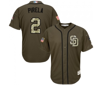 Youth Majestic San Diego Padres #2 Jose Pirela Authentic Green Salute to Service Cool Base MLB Jersey